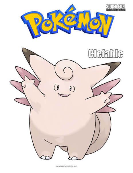 Clefable Free Pokemon Coloring Page