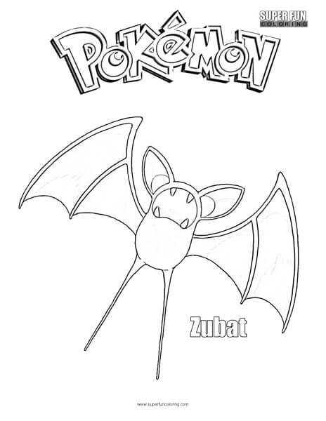 Zubat Free Pokemon Coloring Page