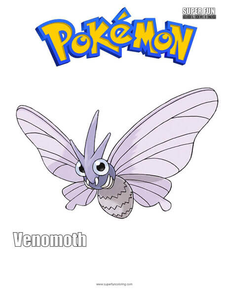 Venomoth Free Pokemon Coloring Page