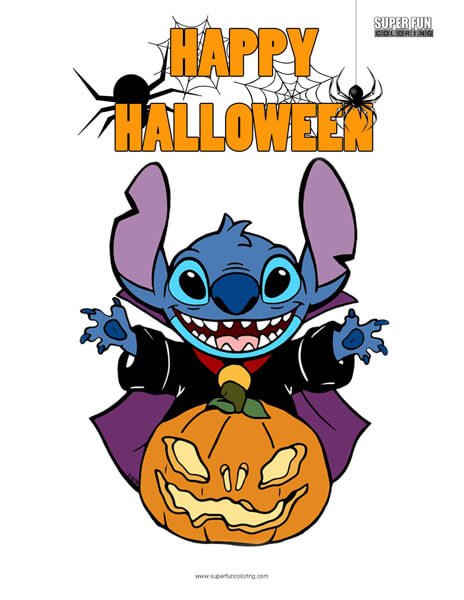 Stitch Halloween Coloring Page