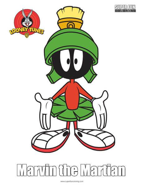 Marvin the Martian Looney Tunes Free Coloring Page