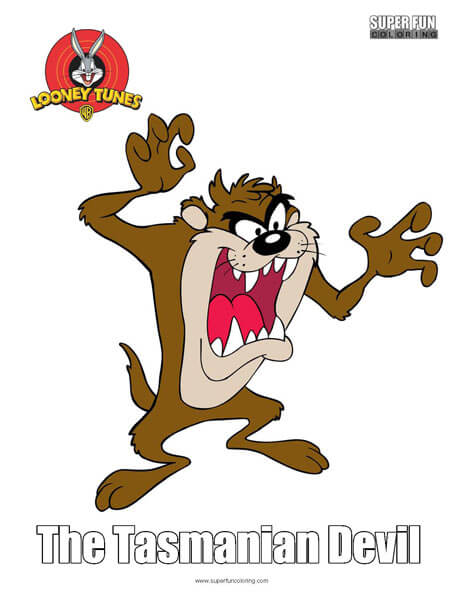 Tasmanian Devil Looney Tunes Free Coloring Page
