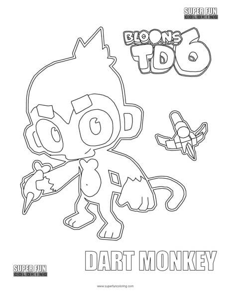 Dart Monkey Bloons TD 6 Coloring Page