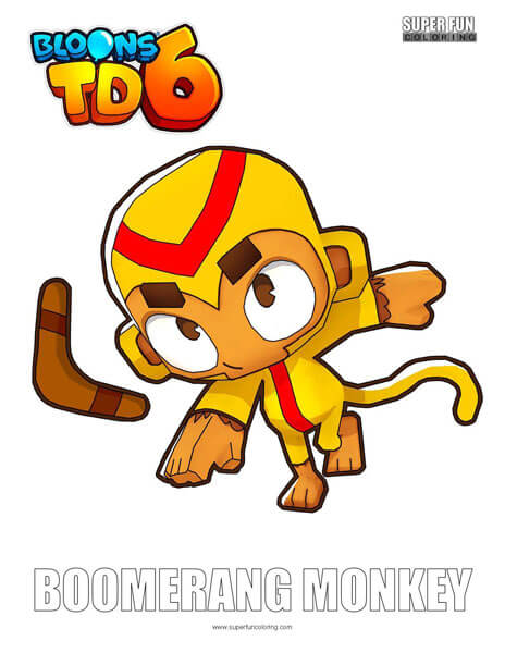 Boomerang Monkey Bloons TD 6 Coloring Page Nintendo