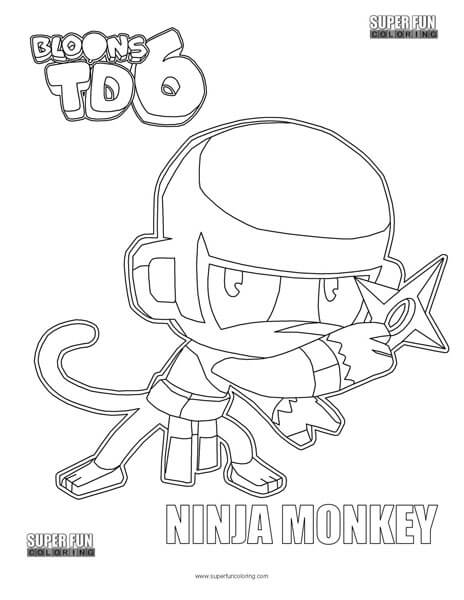 Ninja Monkey Monkey Bloons TD 6 Coloring Page