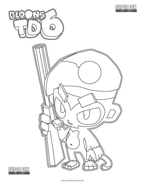 Sniper Monkey Bloons TD 6 Coloring Page