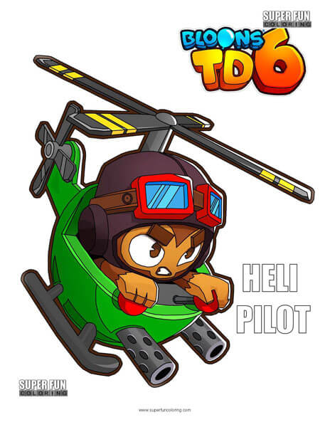 Heli Pilot Bloons TD 6 Coloring Page
