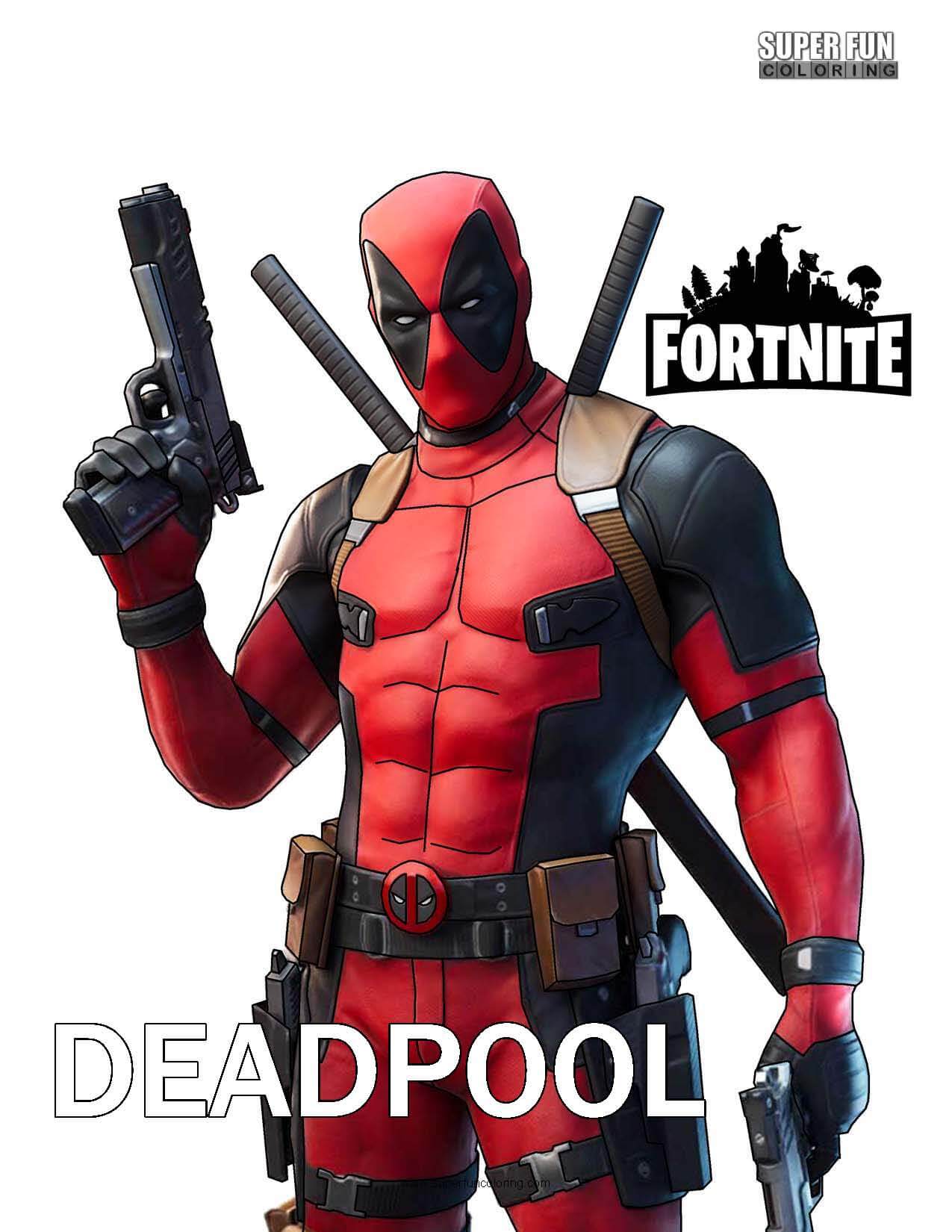 Deadpool Fortnite Coloring Page