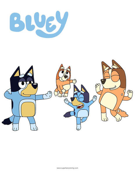 Bluey Family Bluey Coloring Page