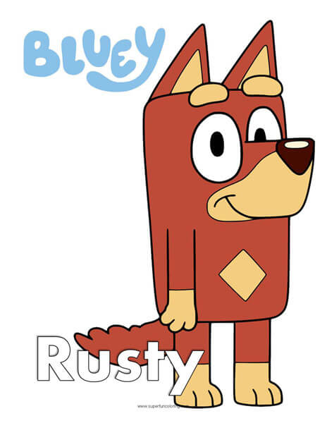 Rusty Free Bluey Coloring Page