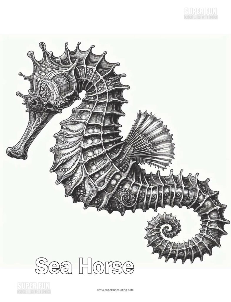 Super Fun Coloring | Sea Horse Coloring Page