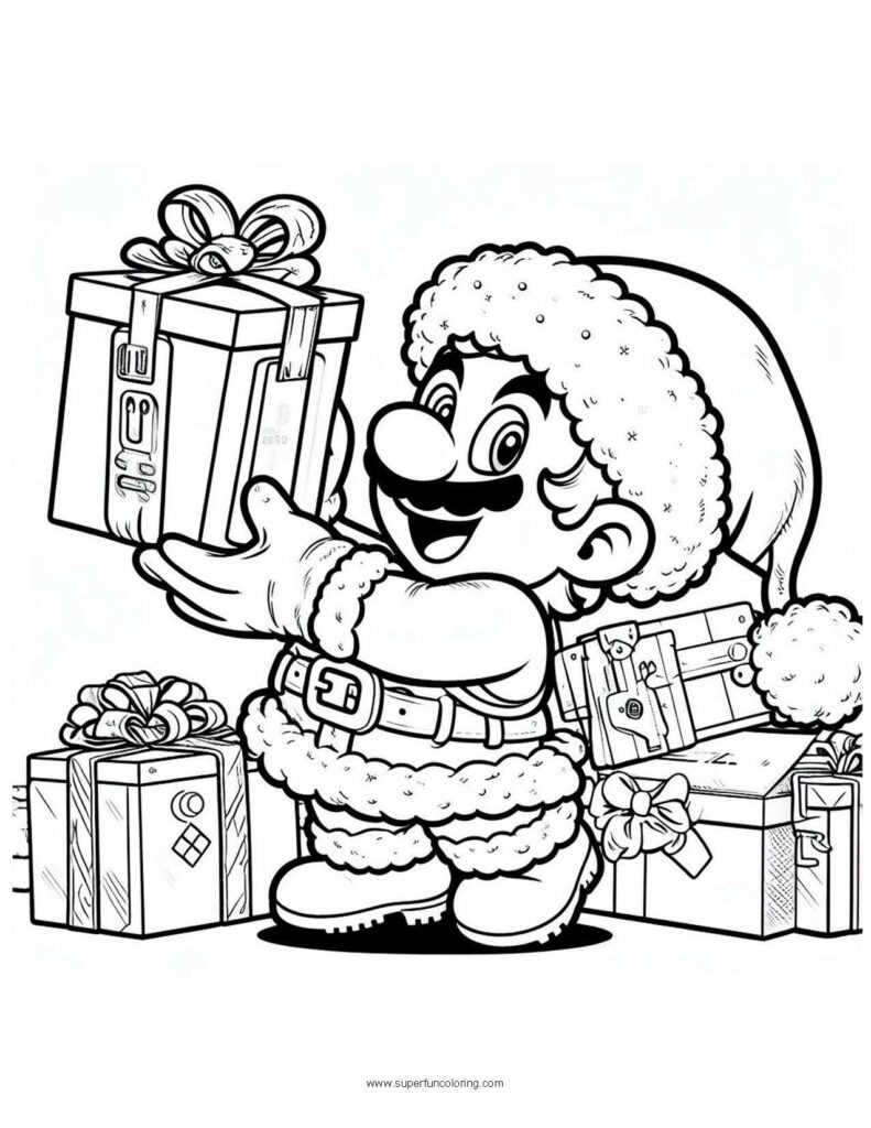 Super Fun Coloring | Mario Christmast Coloring Page