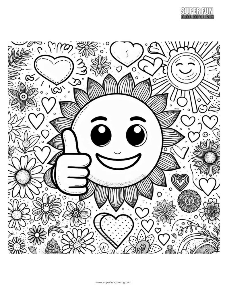 Super Fun Coloring | Thumbs Up Emoji Coloring Page