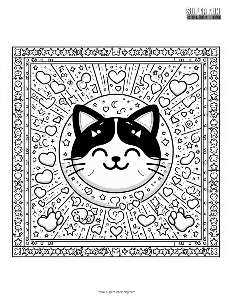 Super Fun Coloring | Cat Emoji Coloring Page