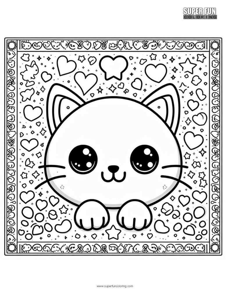 Super Fun Coloring | Cat Emoji Coloring Page
