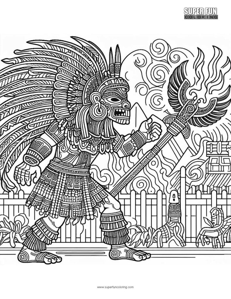 Aztec Warrior History Coloring Pages