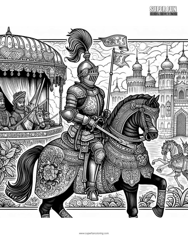 Medieval Knight History Coloring Pages