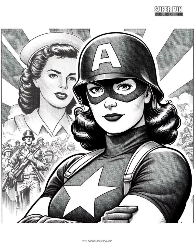 Girl Captain America Coloring Page