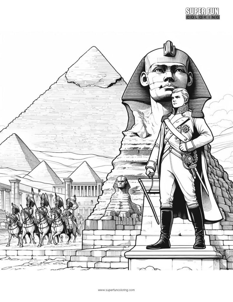 Napoleon at the Sphynx Coloring Page