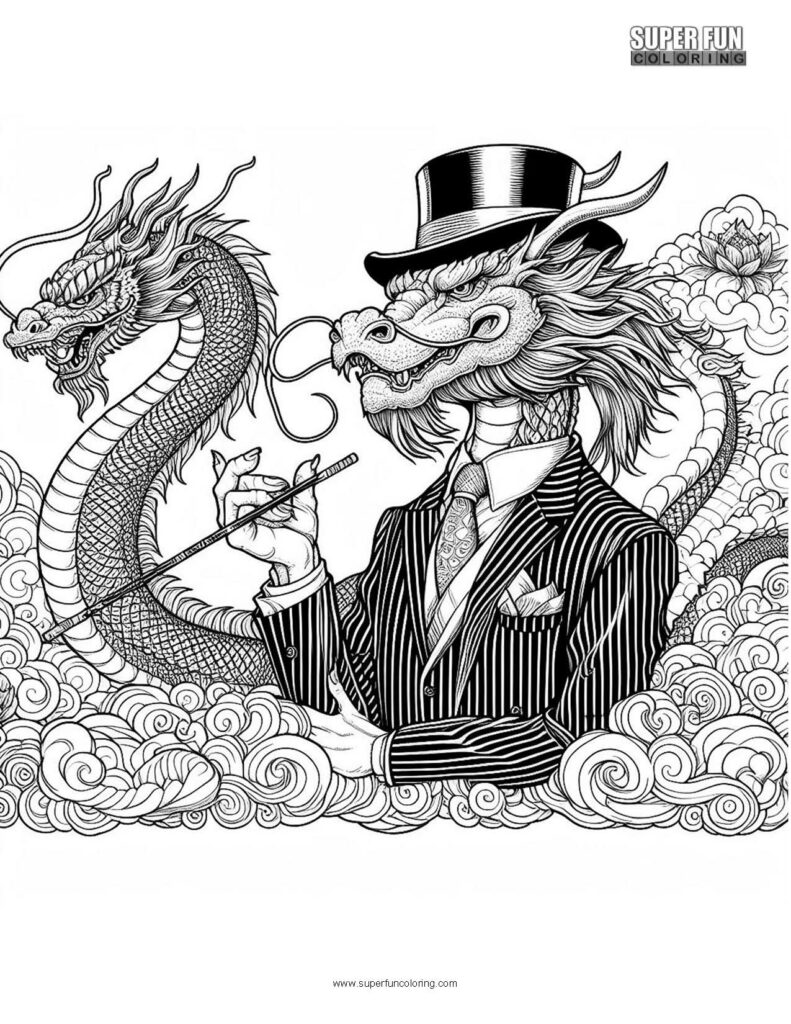 Gentleman Dragon coloring page