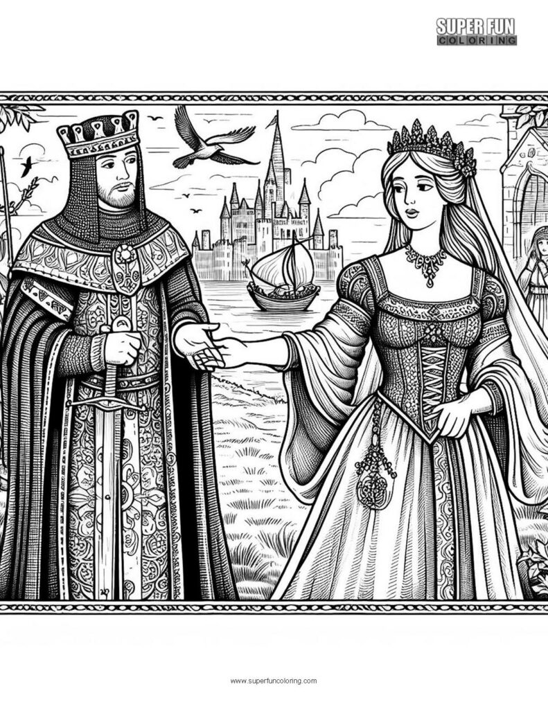 Henry 8 and his Wife Coloring Page