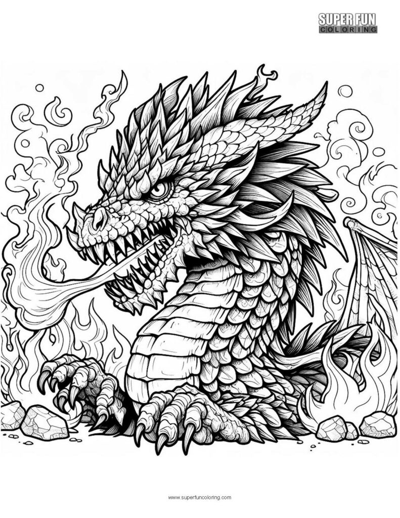Super Fun Coloring | Mean Dragon Coloring Page