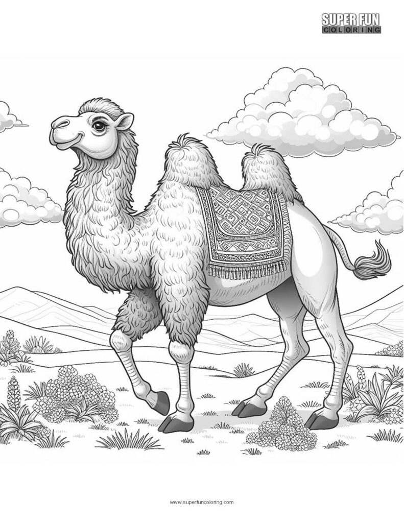 Camel Cute Animal Coloring Page