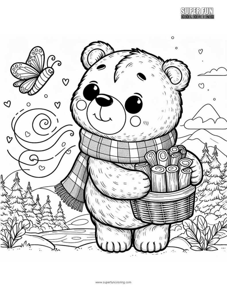 Teddy Bear Cute Animal Coloring Page