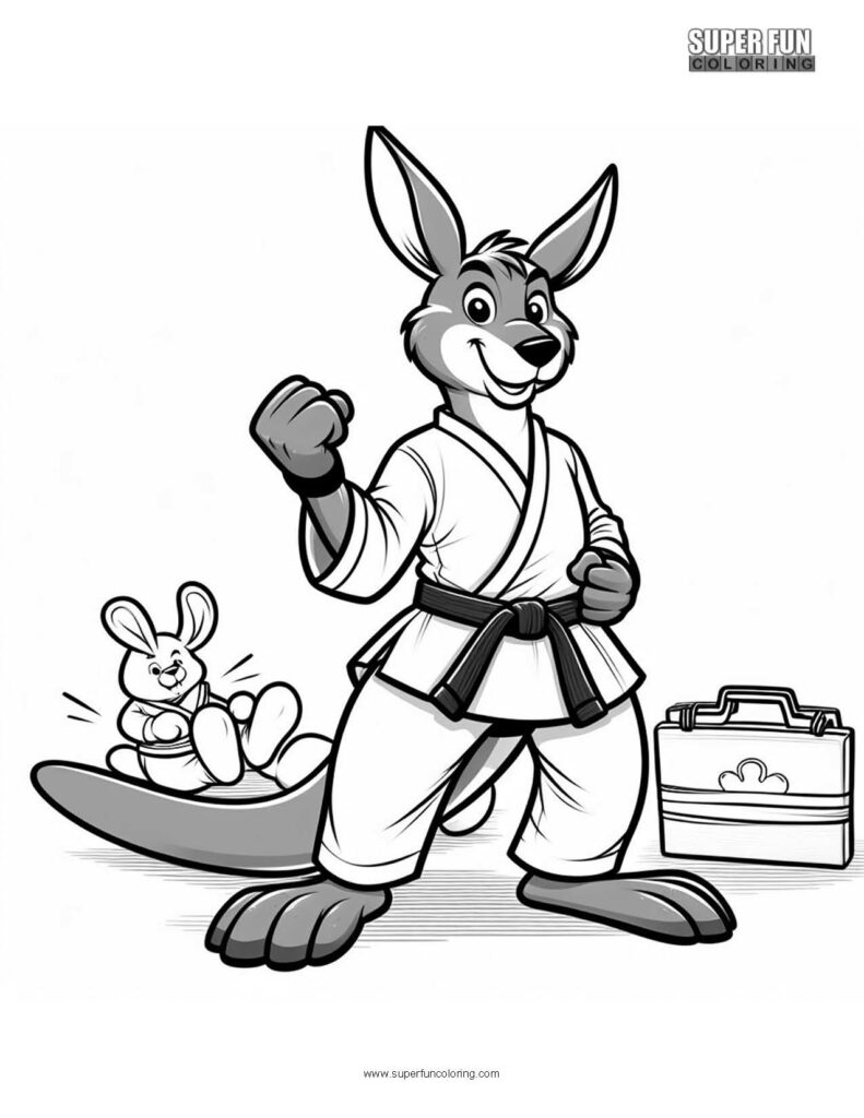 Super Fun Coloring | Kangaroo Karate Coloring Page