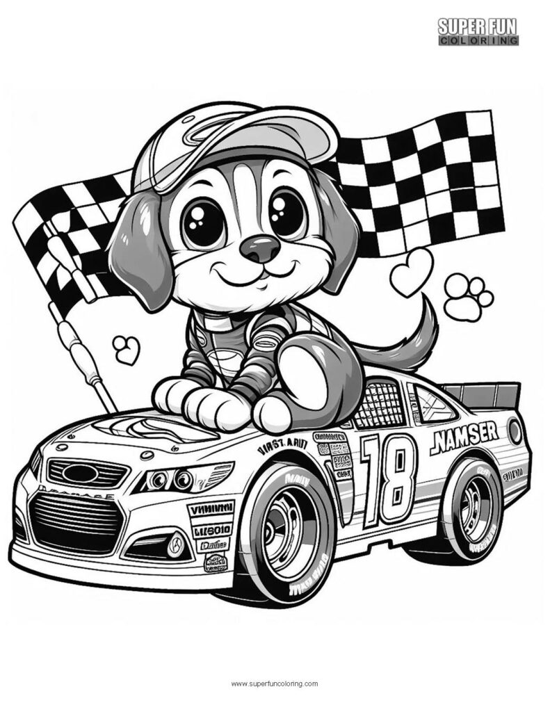 Super Fun Coloring | Puppy Race Car Driver