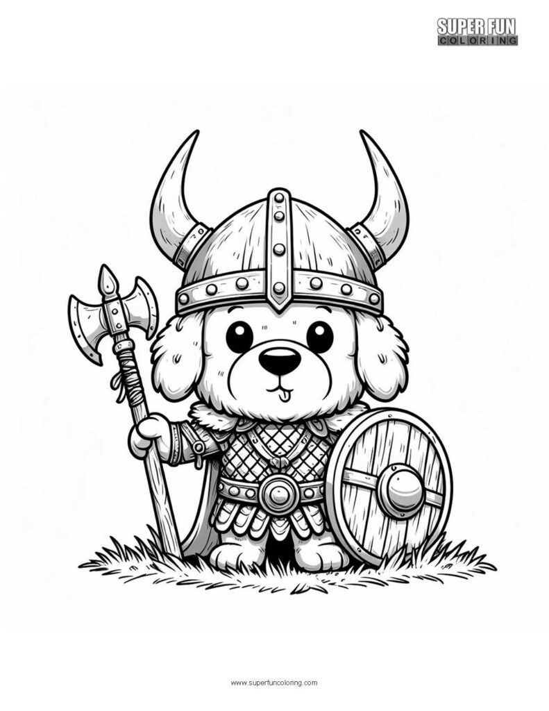Super Fun Coloring | Viking Puppy Coloring Page