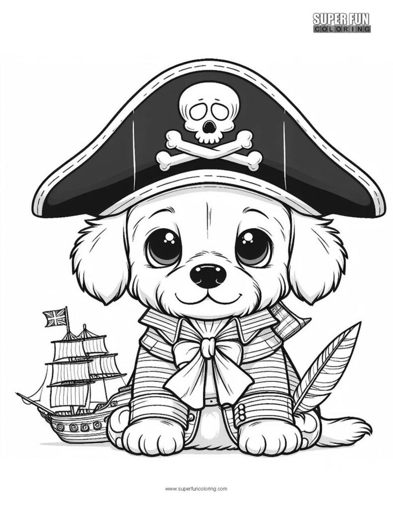 Super Fun Coloring | Pirate Puppy Coloring Page