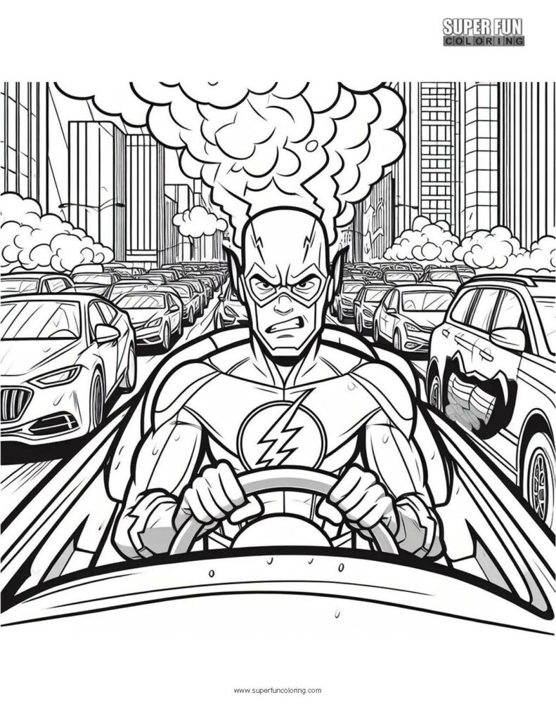 Flash Stuck in Traffic coloring page