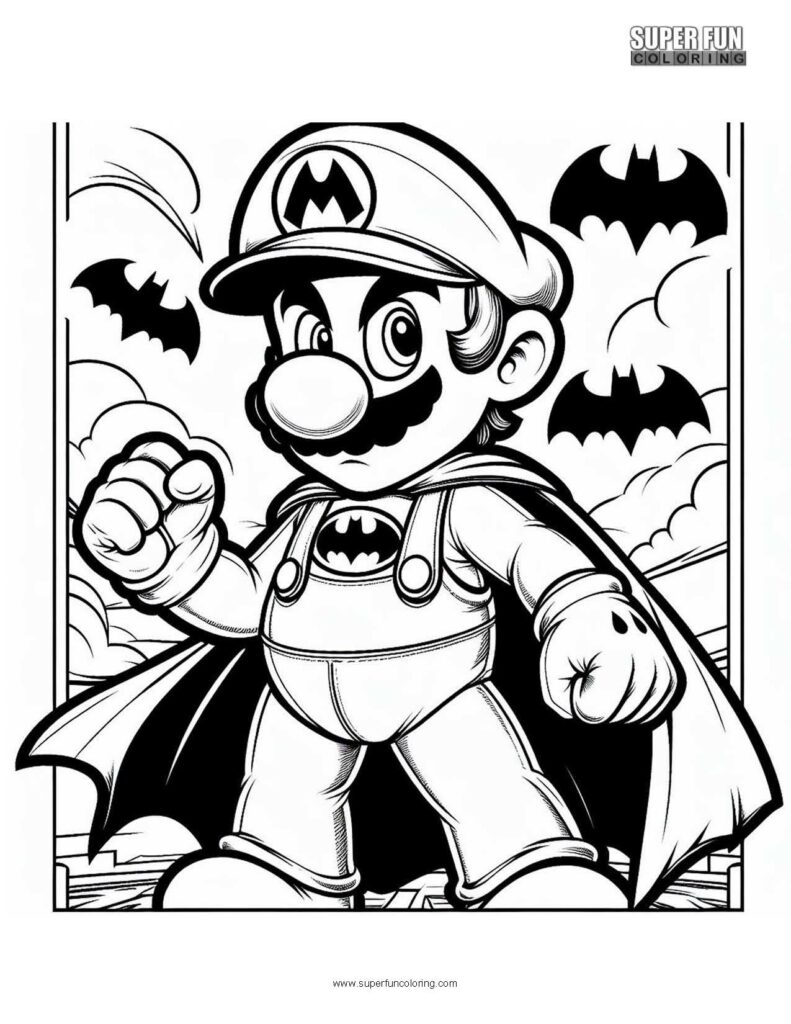 Batman Mario coloring page