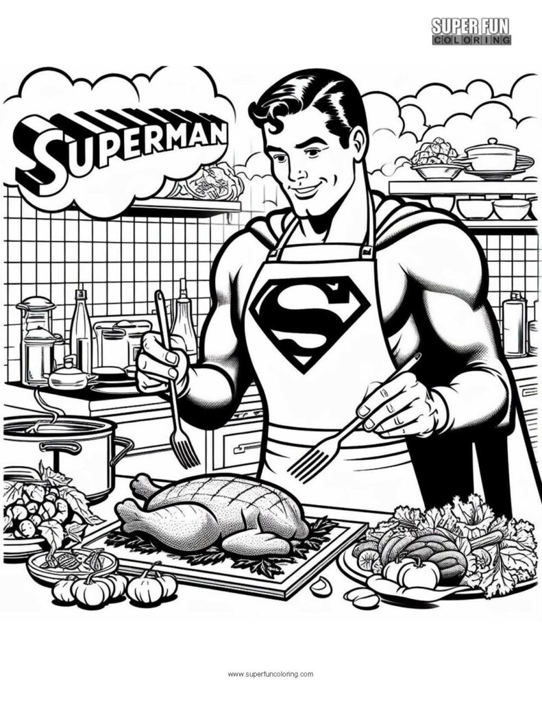 Chef Superman coloring page