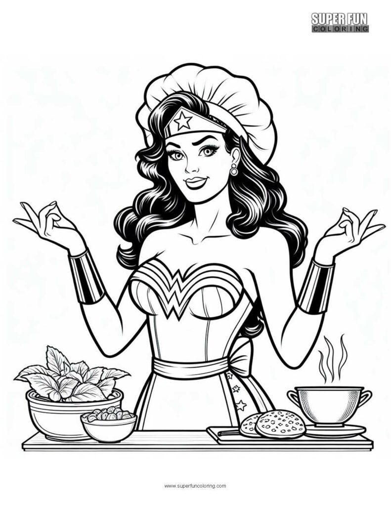 Chef Wonder Woman coloring page