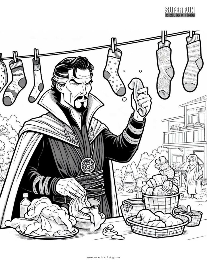Dr Strange Hanging Socks coloring page