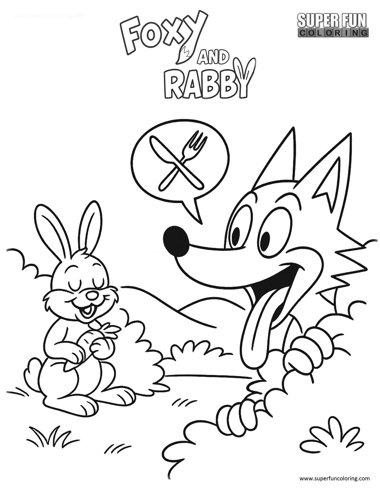 Foxy and Rabby Lunch Coloring Page